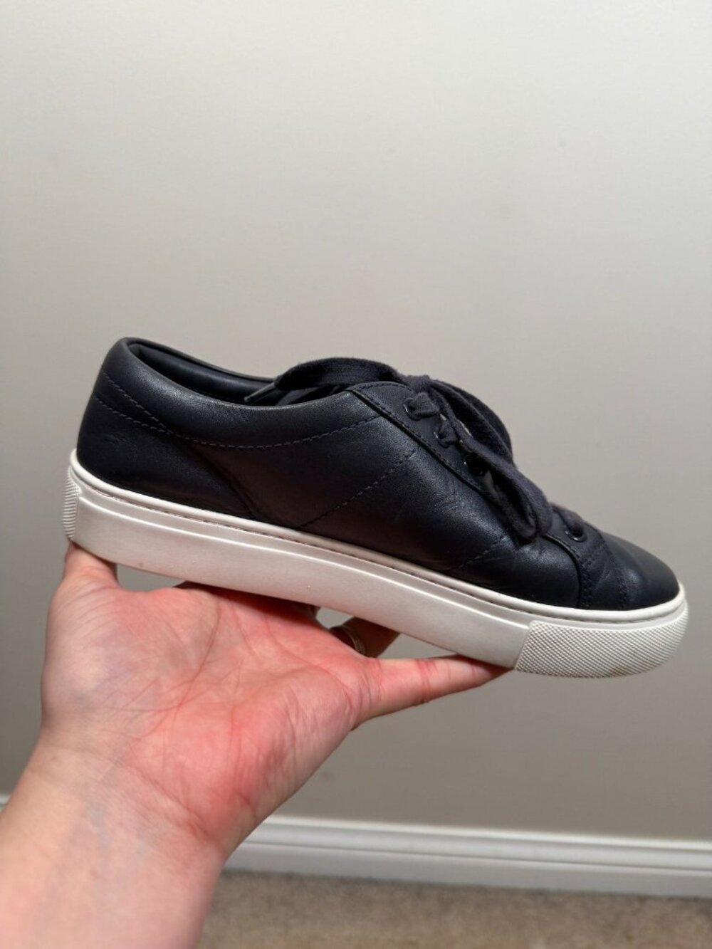 Tory Burch Amalia Sneaker Shoe Size 6M Leather Navy Blue Low Top Lace Up - Picture 9 of 12